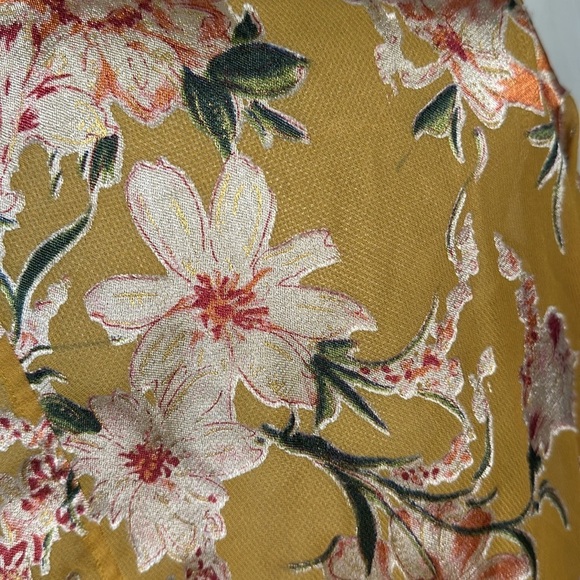 Free People X Gold Floral Sheer Kimono Drawstring Waist Top Romantic Victorian - Picture 8 of 8